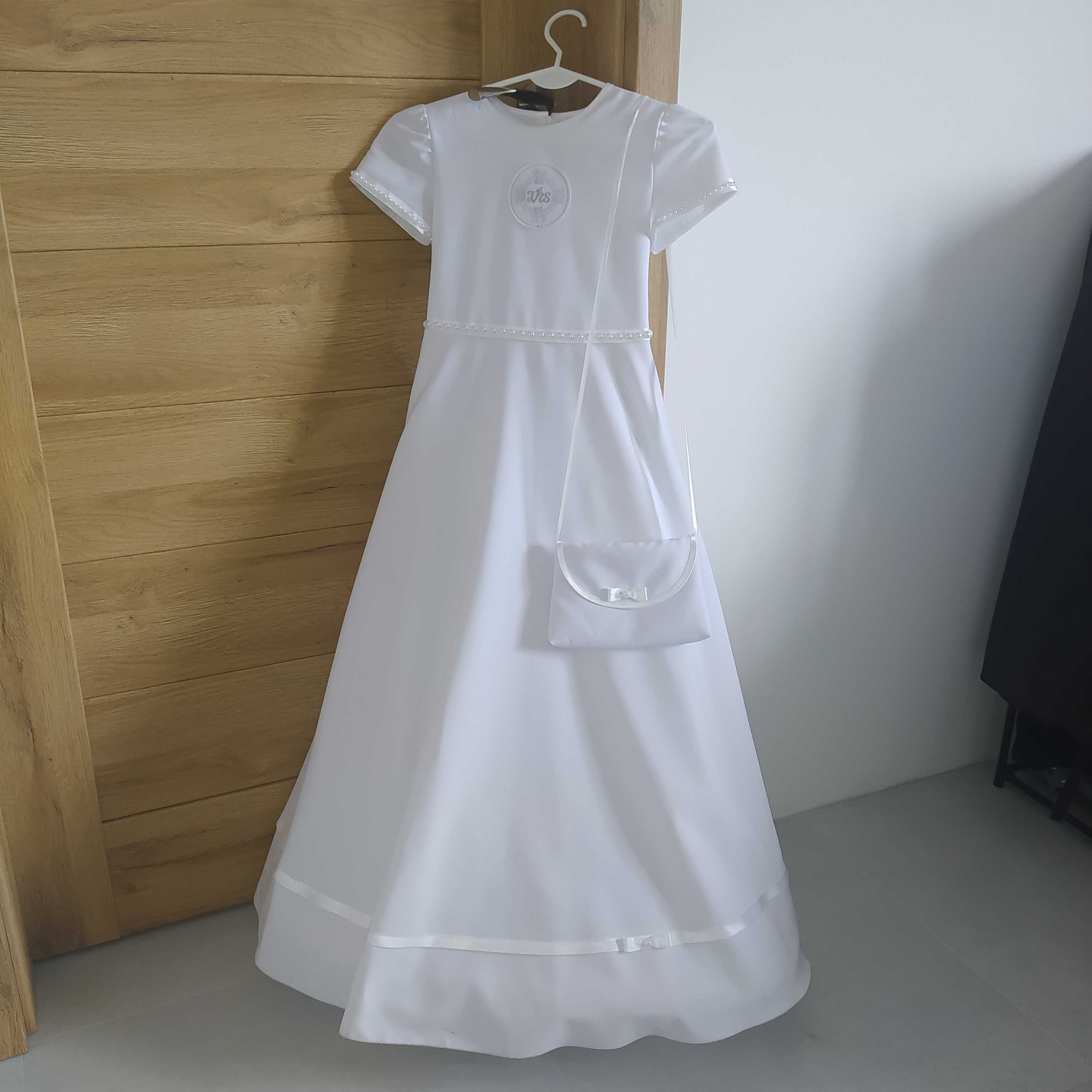 Sukienka komunijna buty wianek i rękawiczki