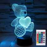 Lampka 3D LED Miś z sercem 16 kolorów + pilot - wysyłka z Polski