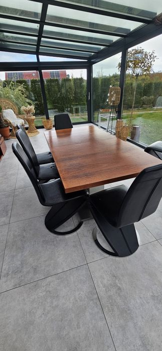 Stół rozkładany 180-230 x 90 + 8 krzeseł + szafka RTV