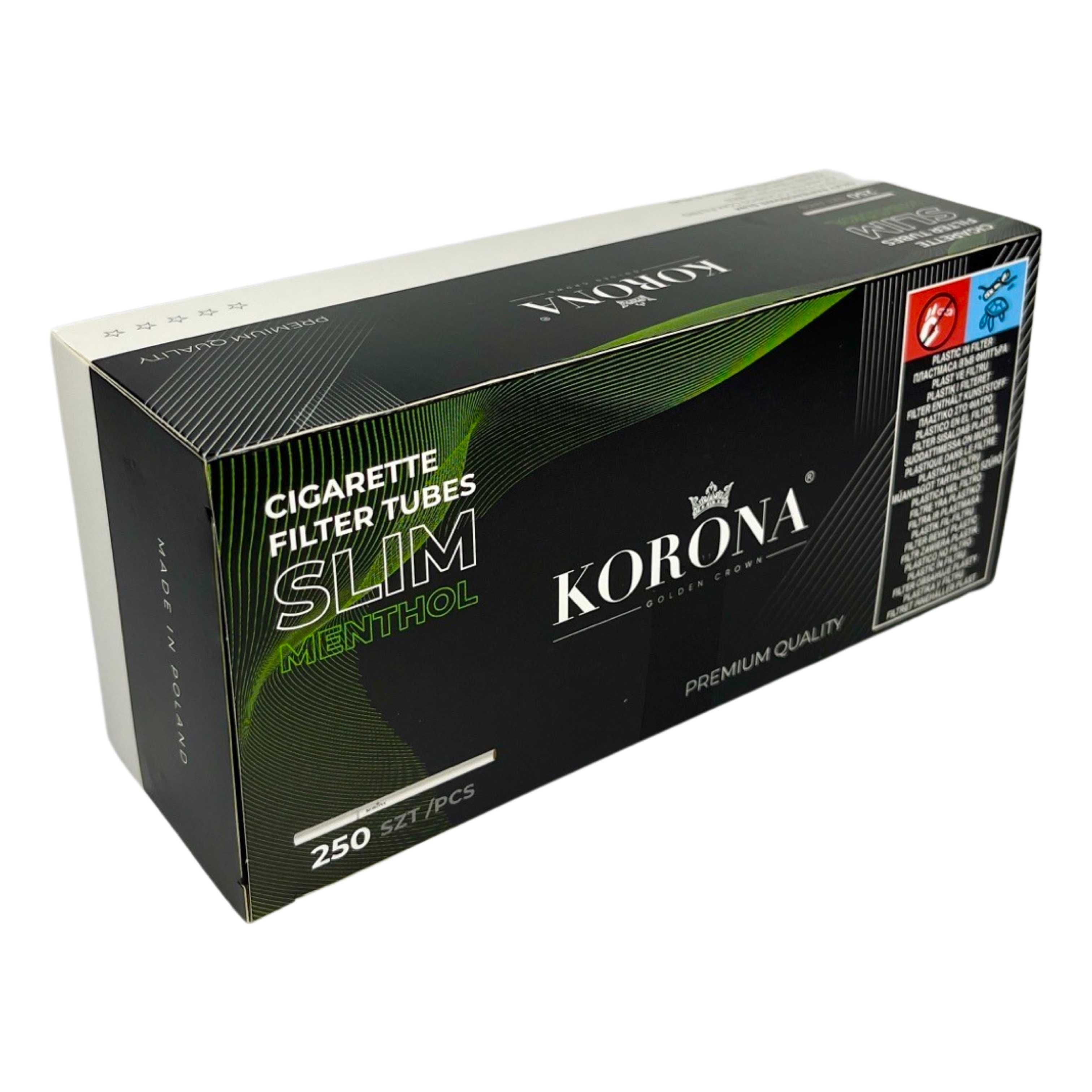 8 x KORONA SLIM MENTHOL 250 szt GILZY papierosowe miętowe MENTOLOWE