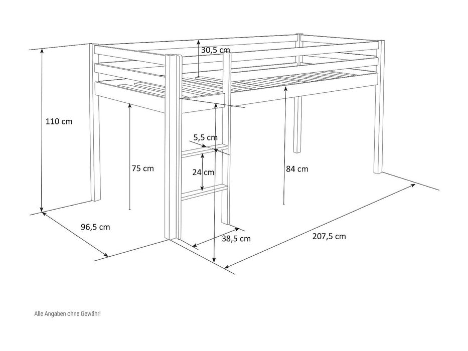 Łóżko jednoosobowe na antresoli