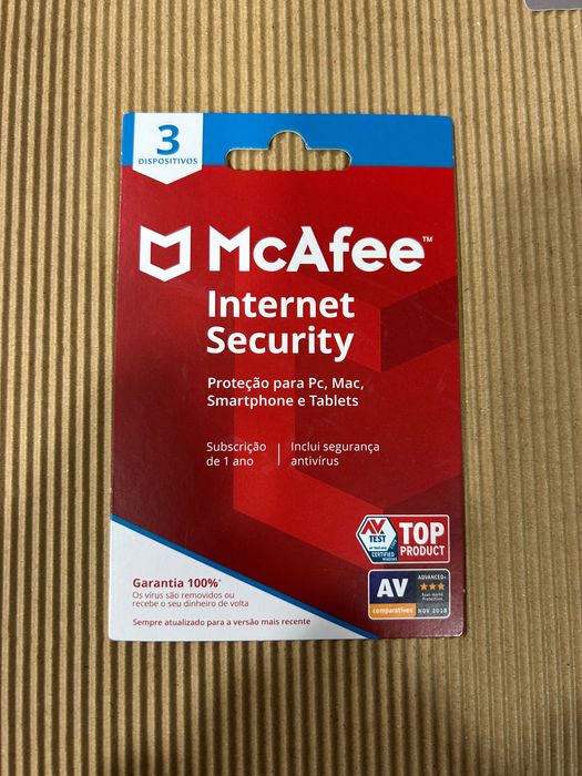 McAfee Internet Security – 1 Ano (3 disp) – Cartão Original Selado