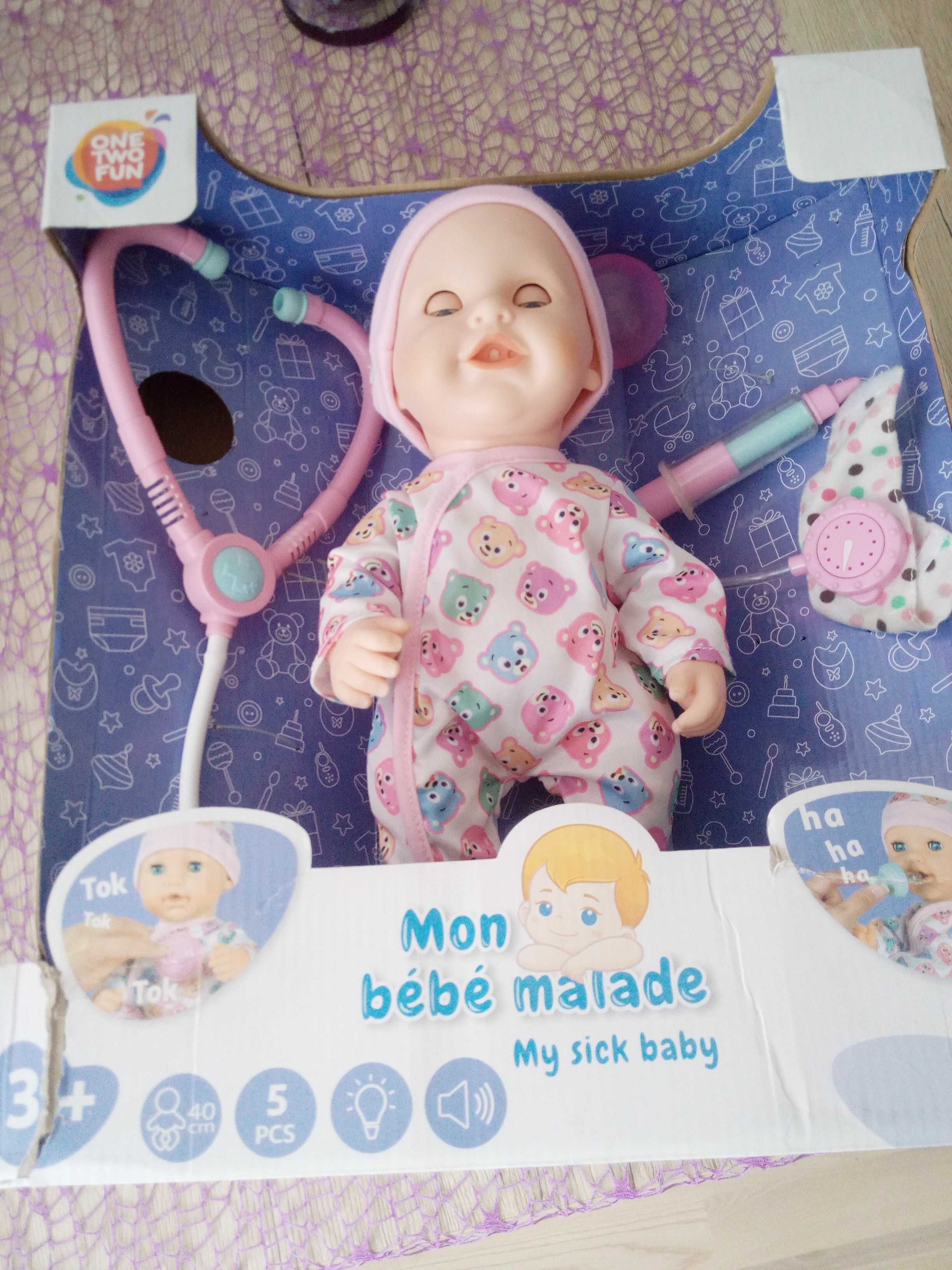 Lalka chore niemowlę plus dwie hulajnogii