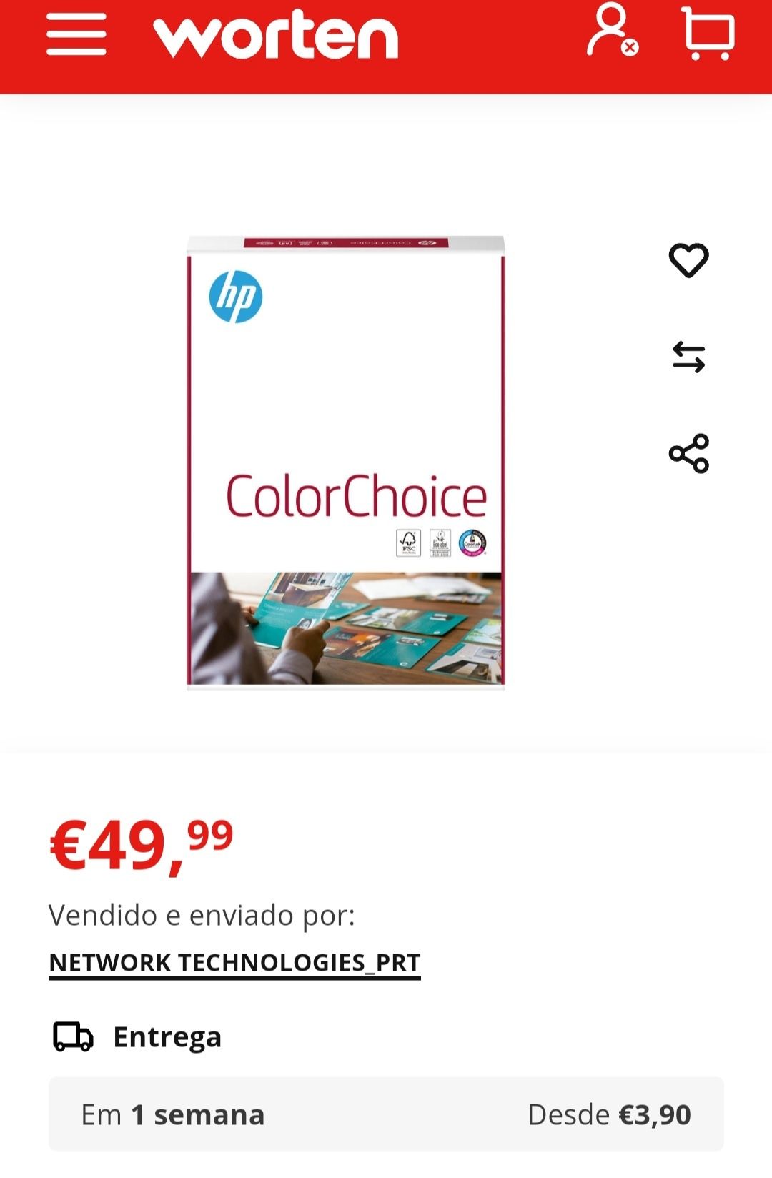 Papel HP Color Choice A3 para impressão
