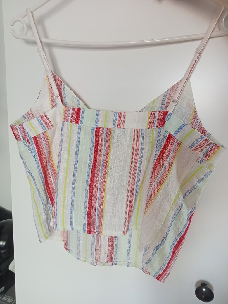 Crop top w kolorowe paseczki na ramiączkach, 36, primark
