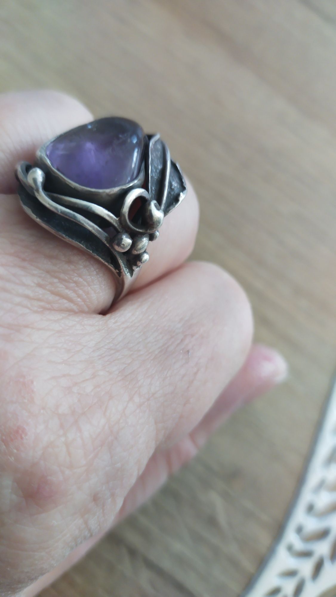 Srebrny pierścionek, z kamieniem, Orno , Bielany