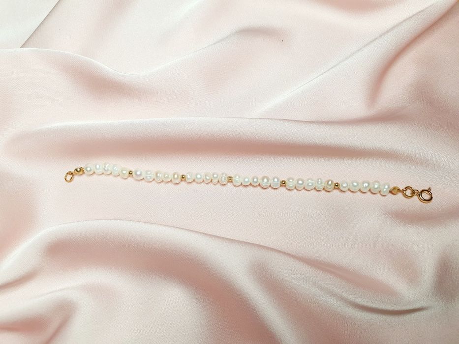 Bransoletka z prawdziwych pereł oraz hematytu