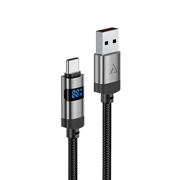 Kabel Acefast C15-04 USB-A - USB-C z wyświetlaczem 480Mb/s 66W 1.2m -