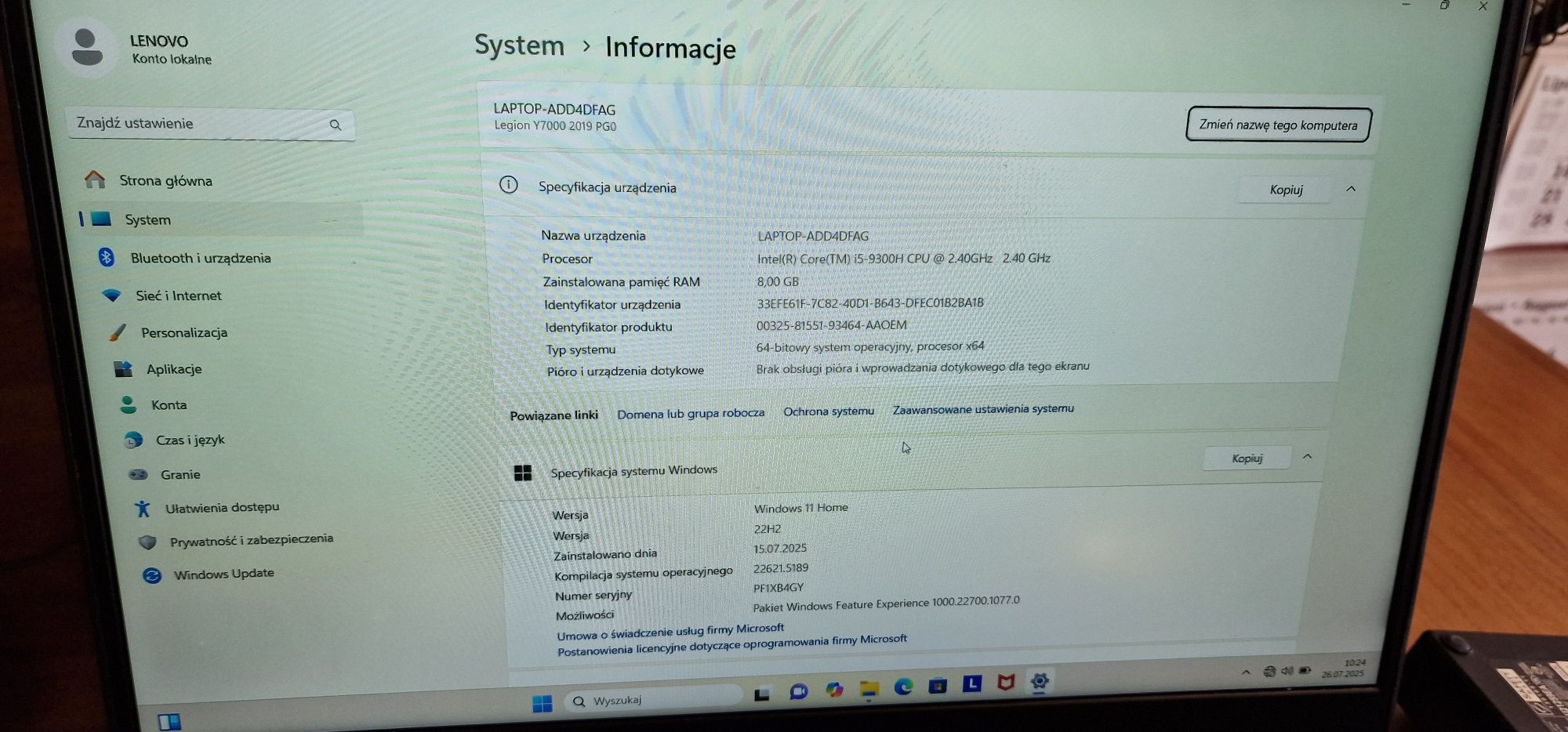 laptop lenovo legion i5 9gen gtx1650