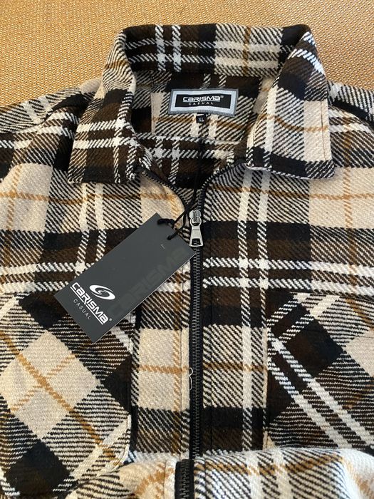Flanelowa koszula kurtka w kratę - rozmiar XL - marka Carisma