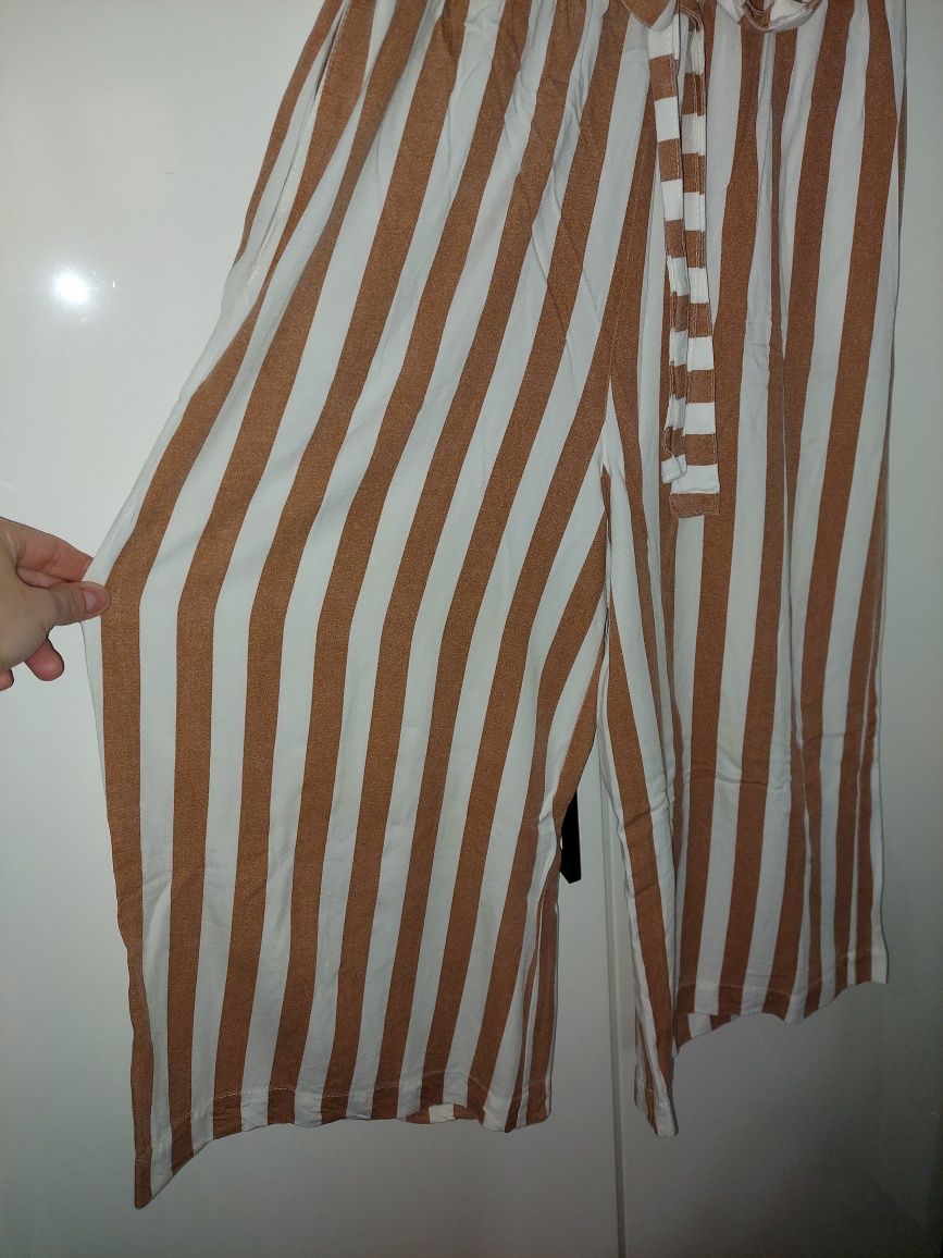 Stradivarius spodnie couloty paski Camel 36