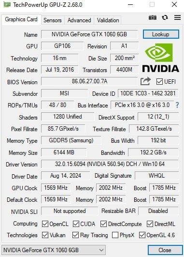 GeForce GTX 1060 6GB