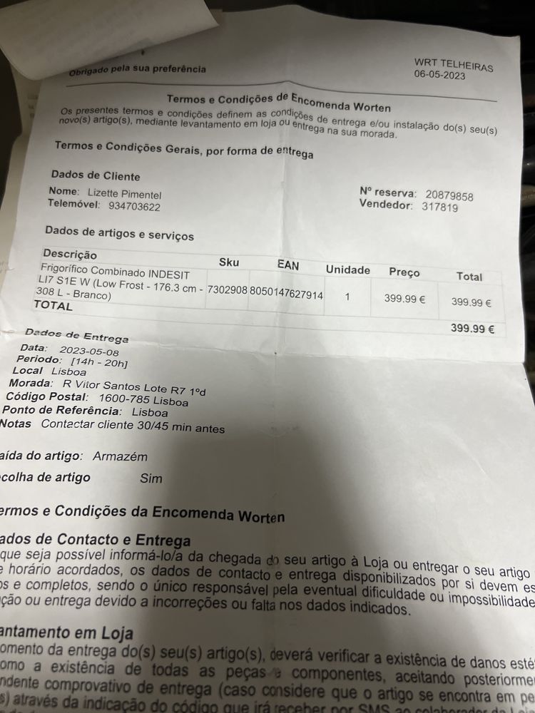 Frigorifico indesit