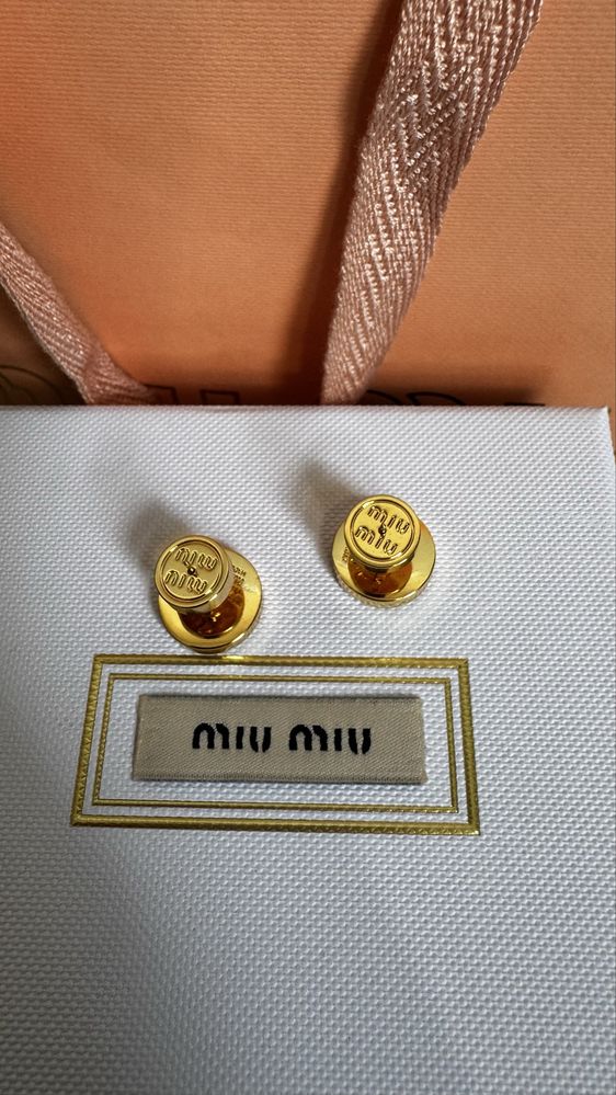 Сережки Miu Miu з чорною емалью, оригінал