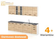 Meble Kuchenne Jowita 2,6m z Blatem Promocja Biały Szary Wotan