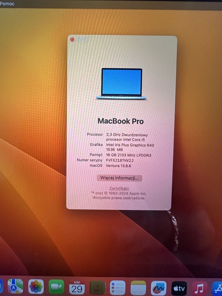 Macbook Pro 13 i5/16/256gb Silver Zadbany