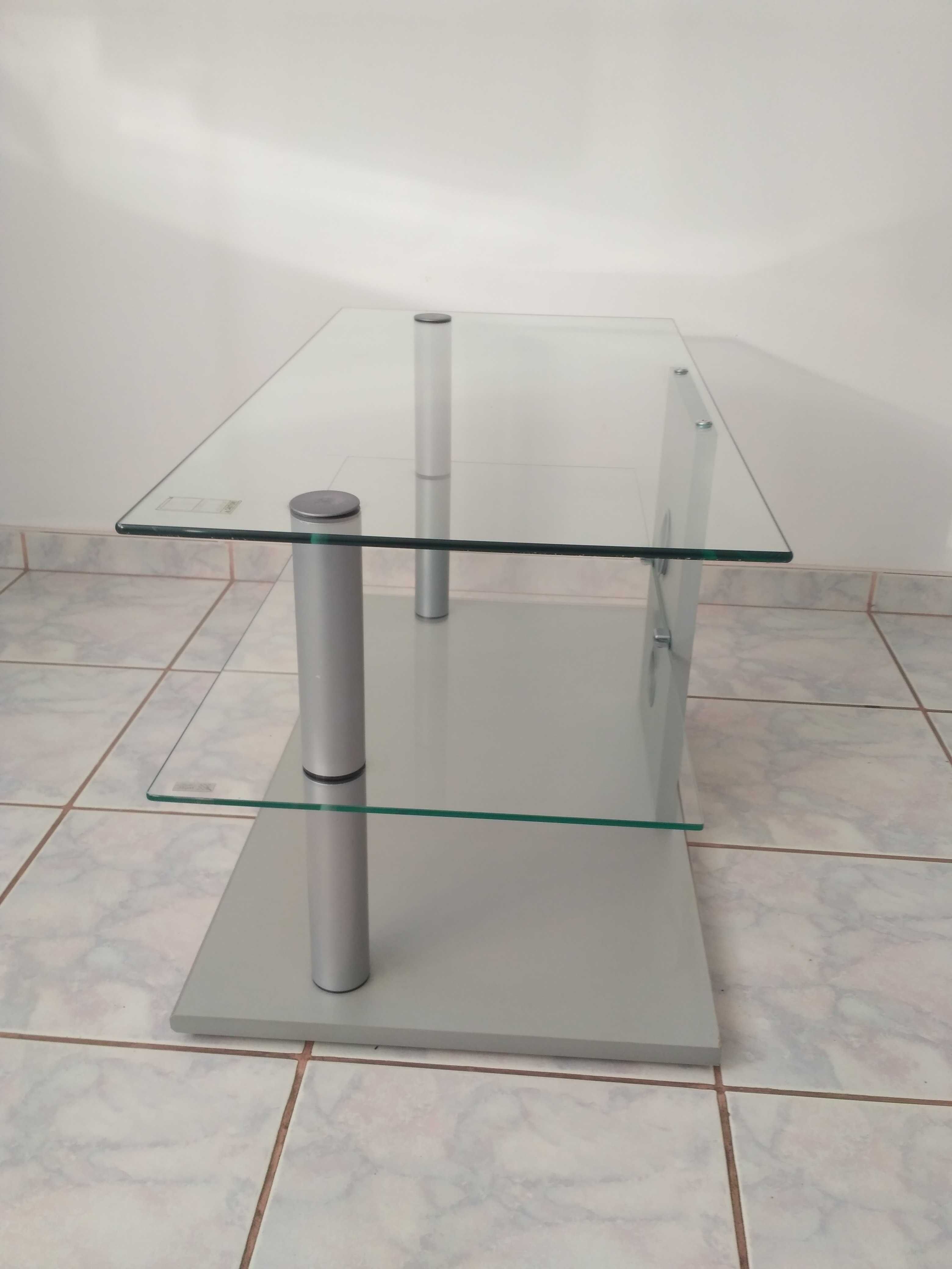 prostokątny szklany stolik pod sprzęt RTV *półka pod telewizor