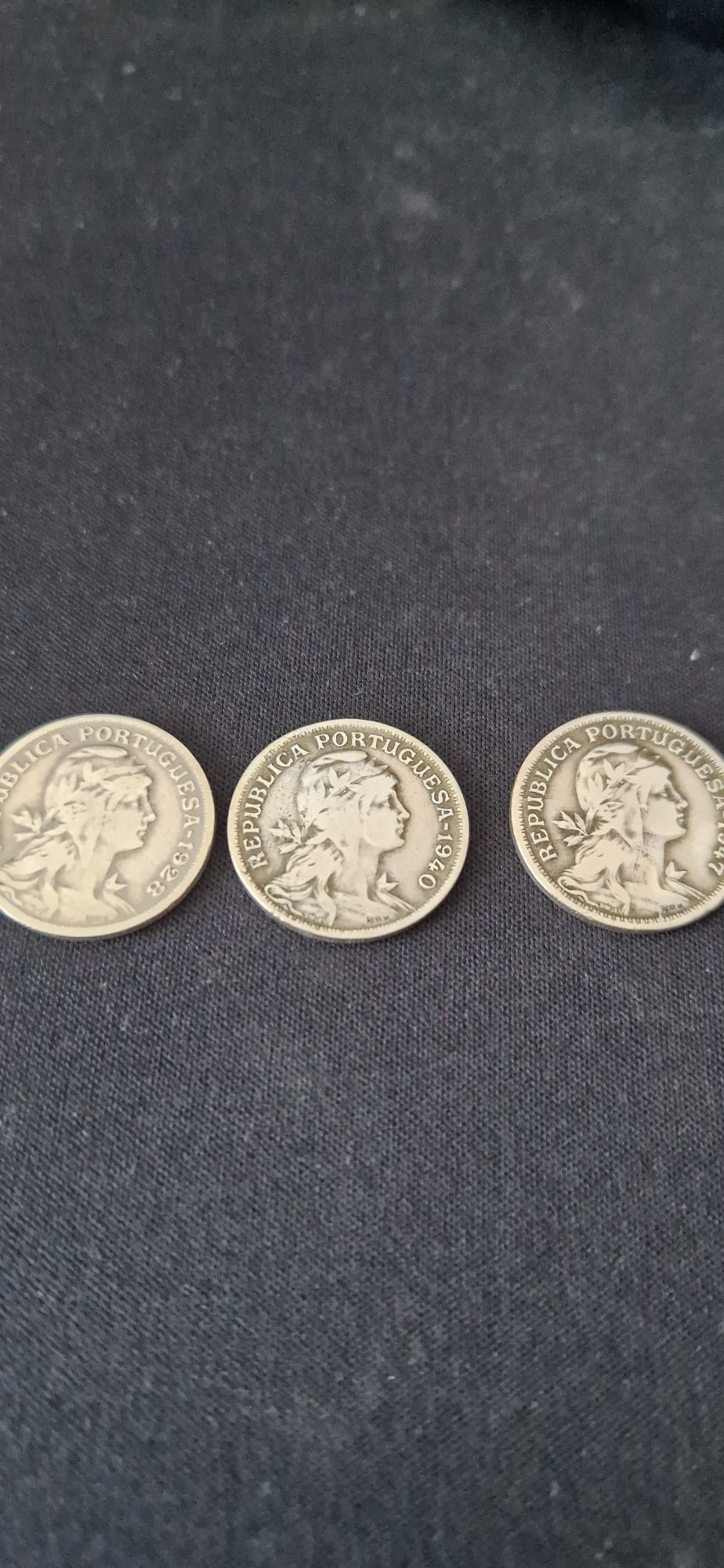 Moedas 50 centavos República Portuguesa 1928, 1940 e 1947