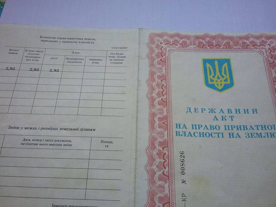 Продам земельный пай 2.93га,15км от города Кременчуг Полтавской обл.