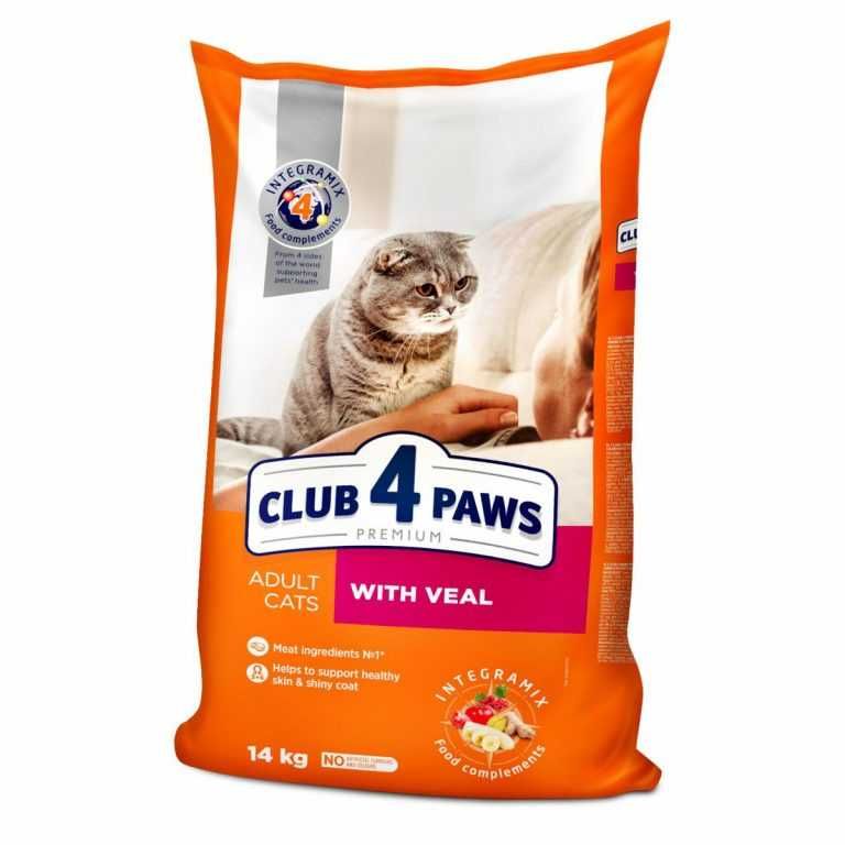 Клуб 4 лапы Premium с телятиной для взрослых кошек  14кг