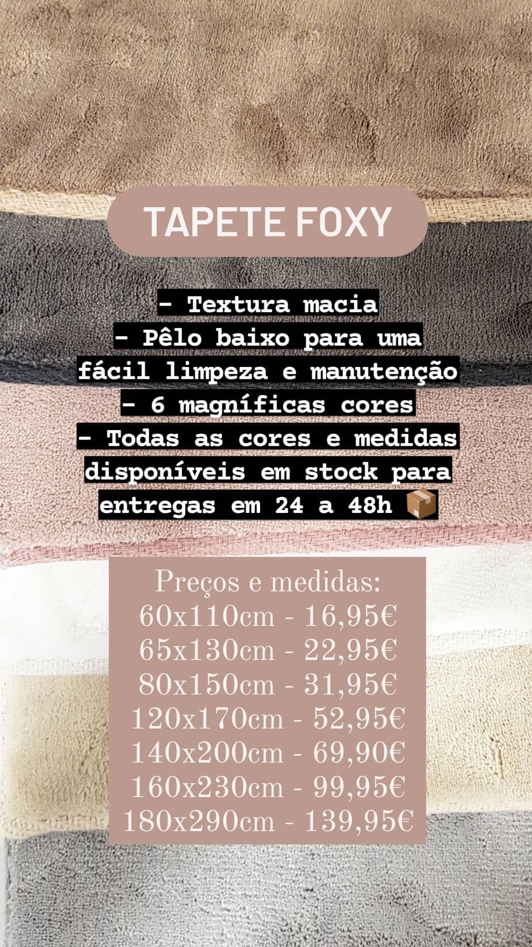 Tapete Foxy - 80x150cm - 6 Cores e várias medidas By Arcoazul