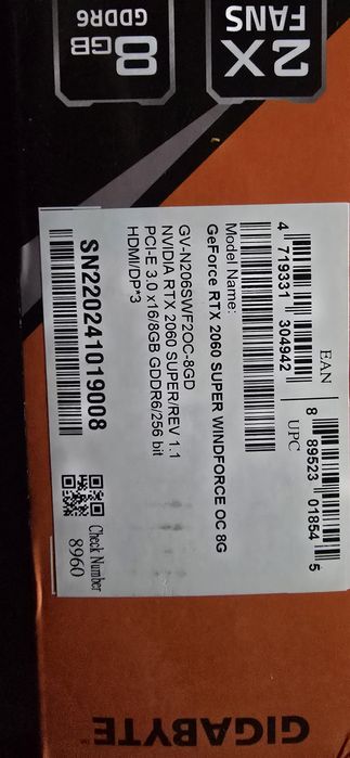 GIGABYTE RTX 2060 super 8gb
