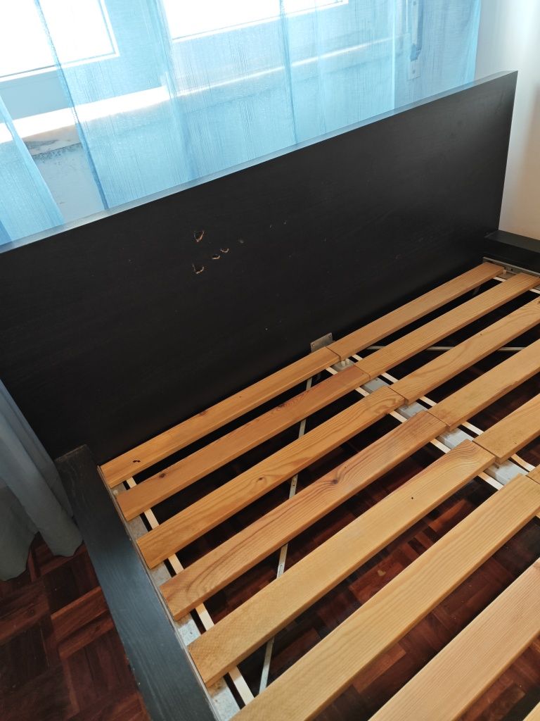 Cama Malm Preta Com Estrado Luroy Ikea