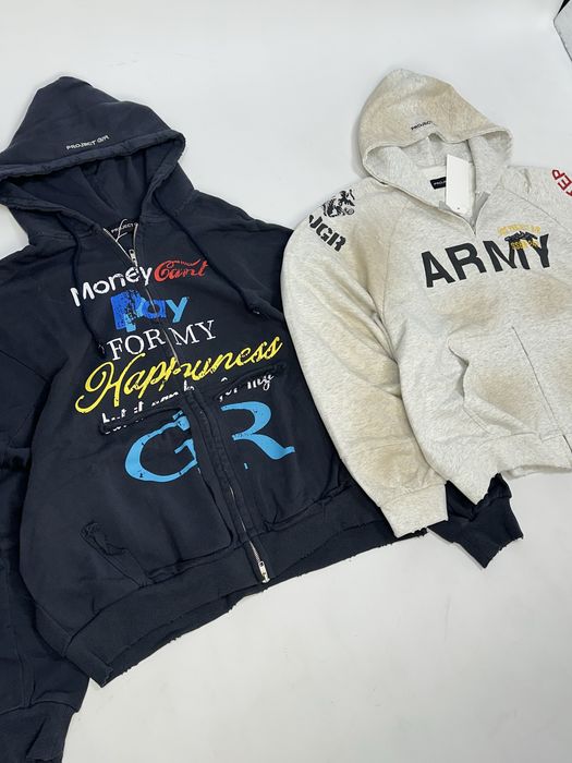Project G/R zip opium archive distressed худі зипка черная серая худи