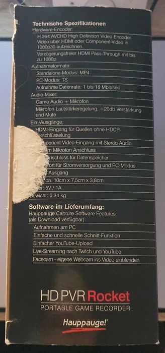 Hauppauge! HD PVR Rocket Portable Game Recorder model 1527