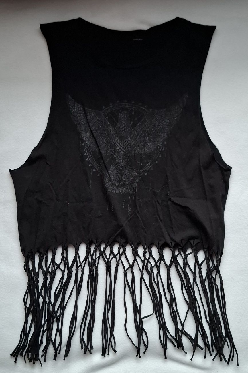 Krótki top z frędzlami H&M, S