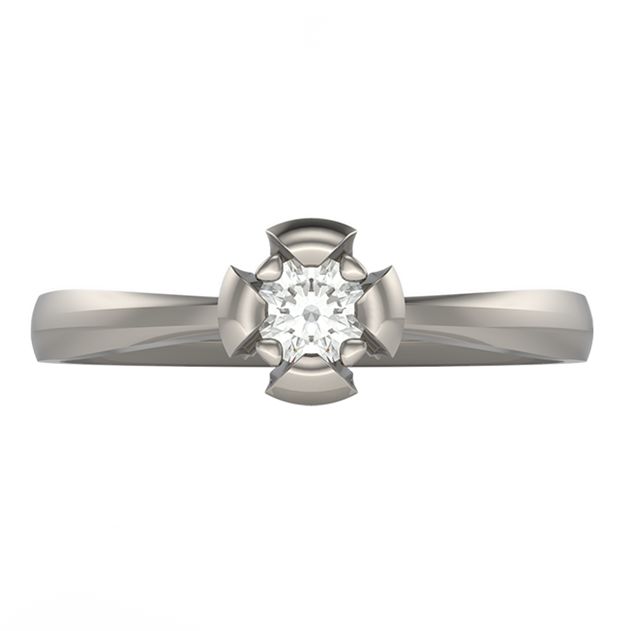 Klasyczny subtelny pierścionek z jednym brylantem 3 mm 0.1ct złoto 585