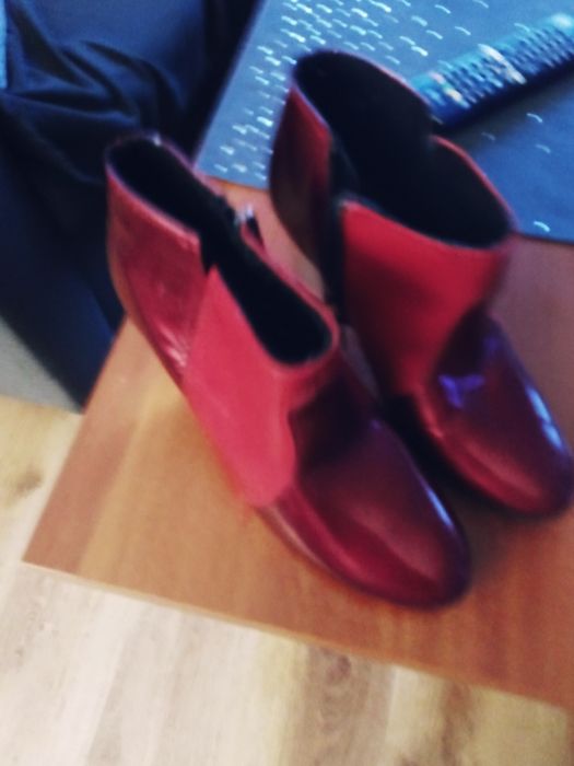 Botki 37 xa kostke damskie bordo srebro