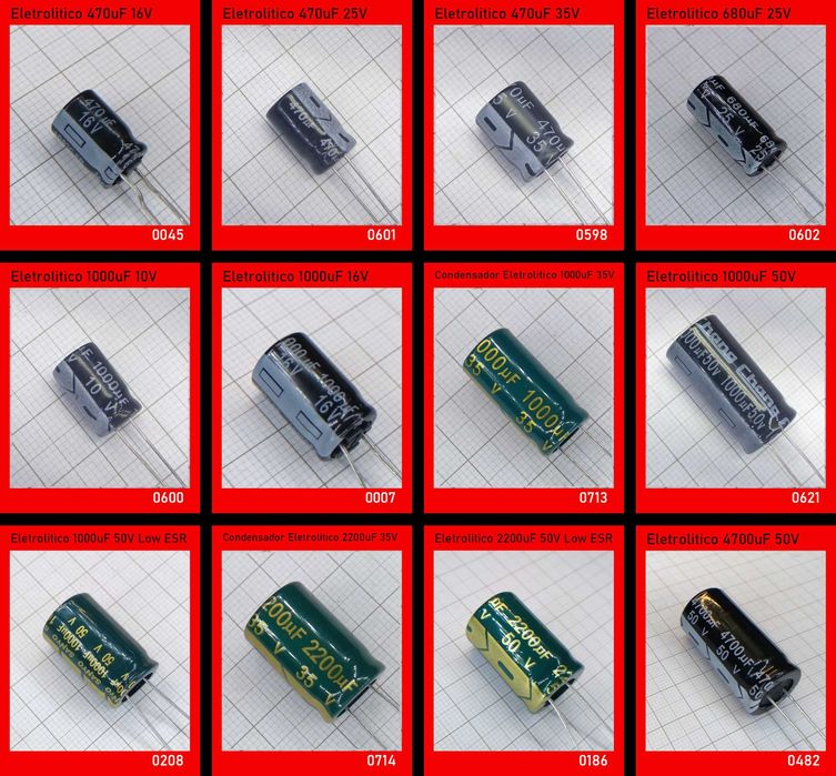 Condensadores Ceramica/Eletroliticos/Poli