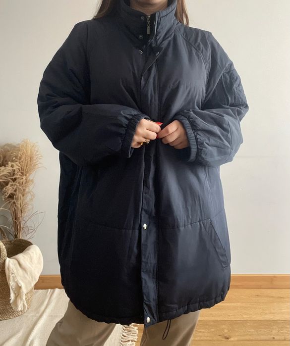 Kurtka wiosenna parka pikowana granatowa na zamek przejściowa 48/50