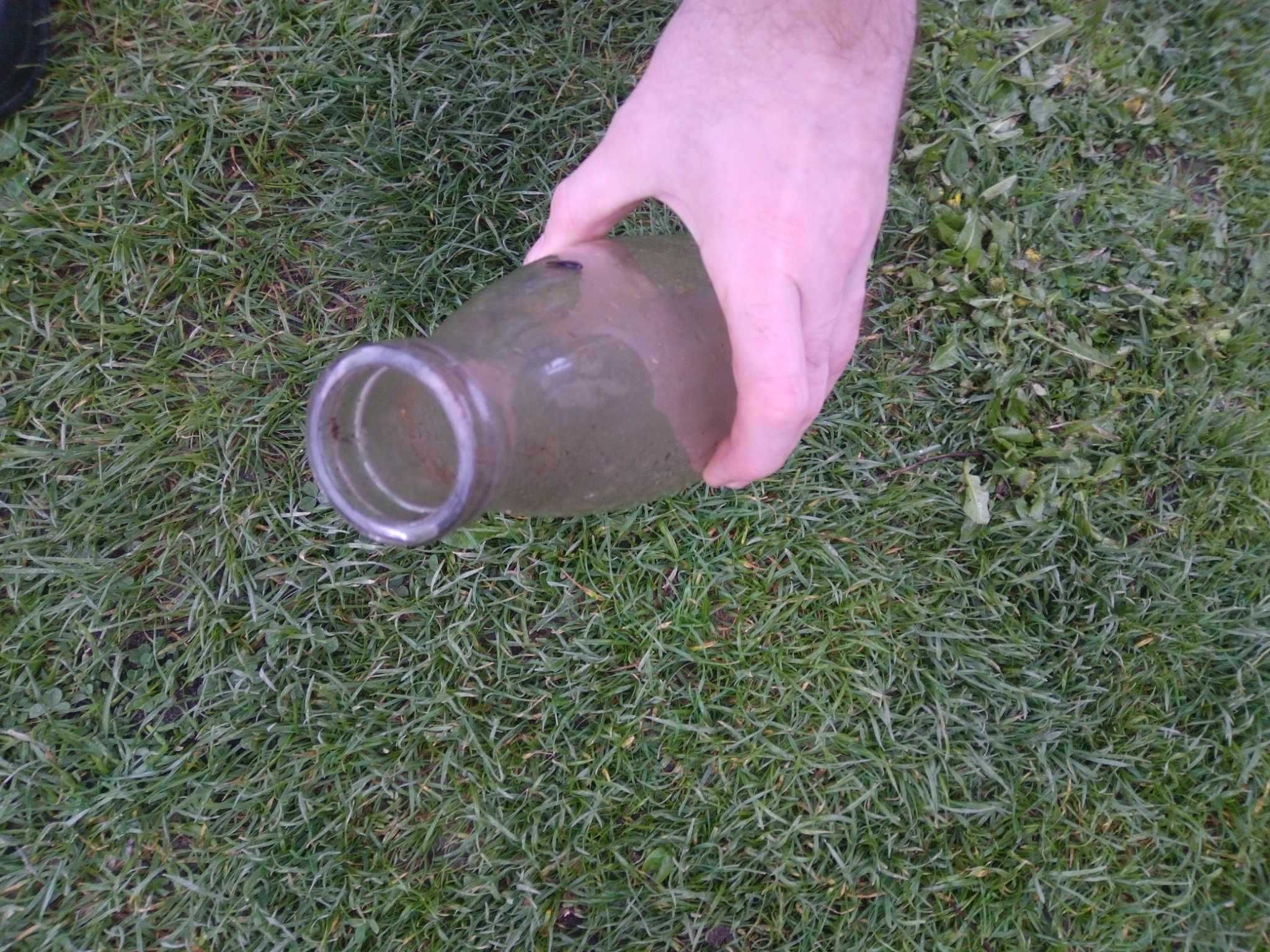 Butelka po mleku PRL pusta szklana opakowanie 1L od mleka 27cm
