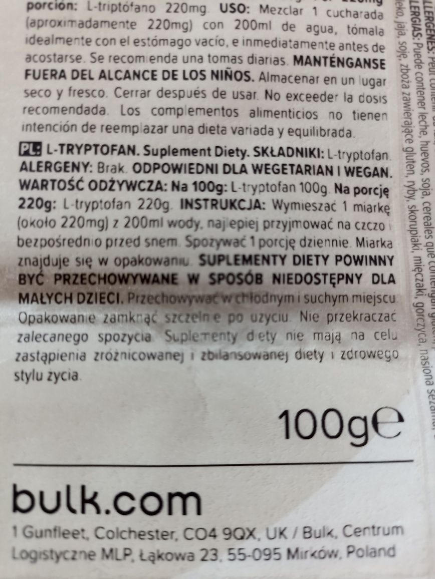 L-Tryptofan bulk 100g