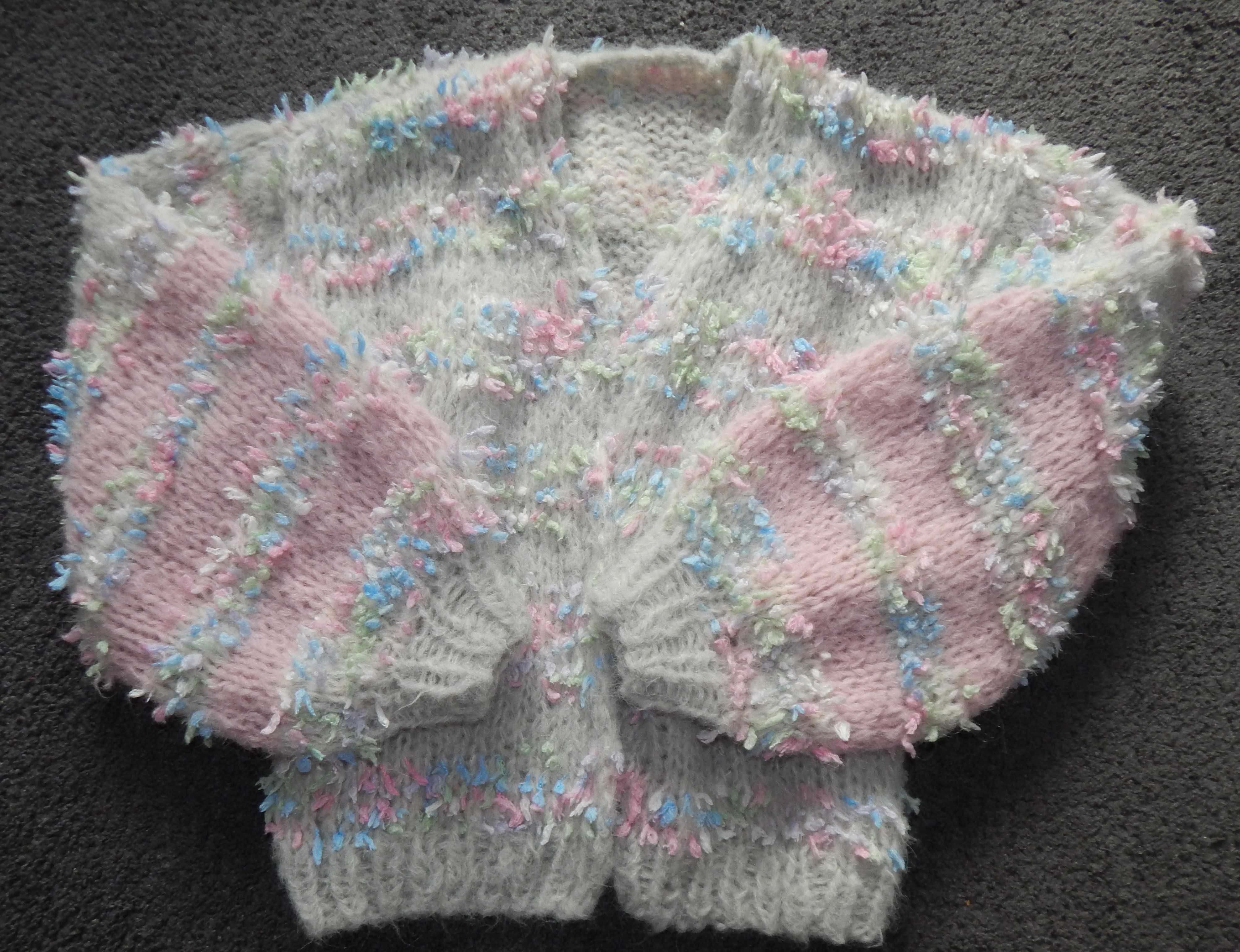 Kardigan szary w confetti sweter handmade ręcznie robiony alpaka S/M