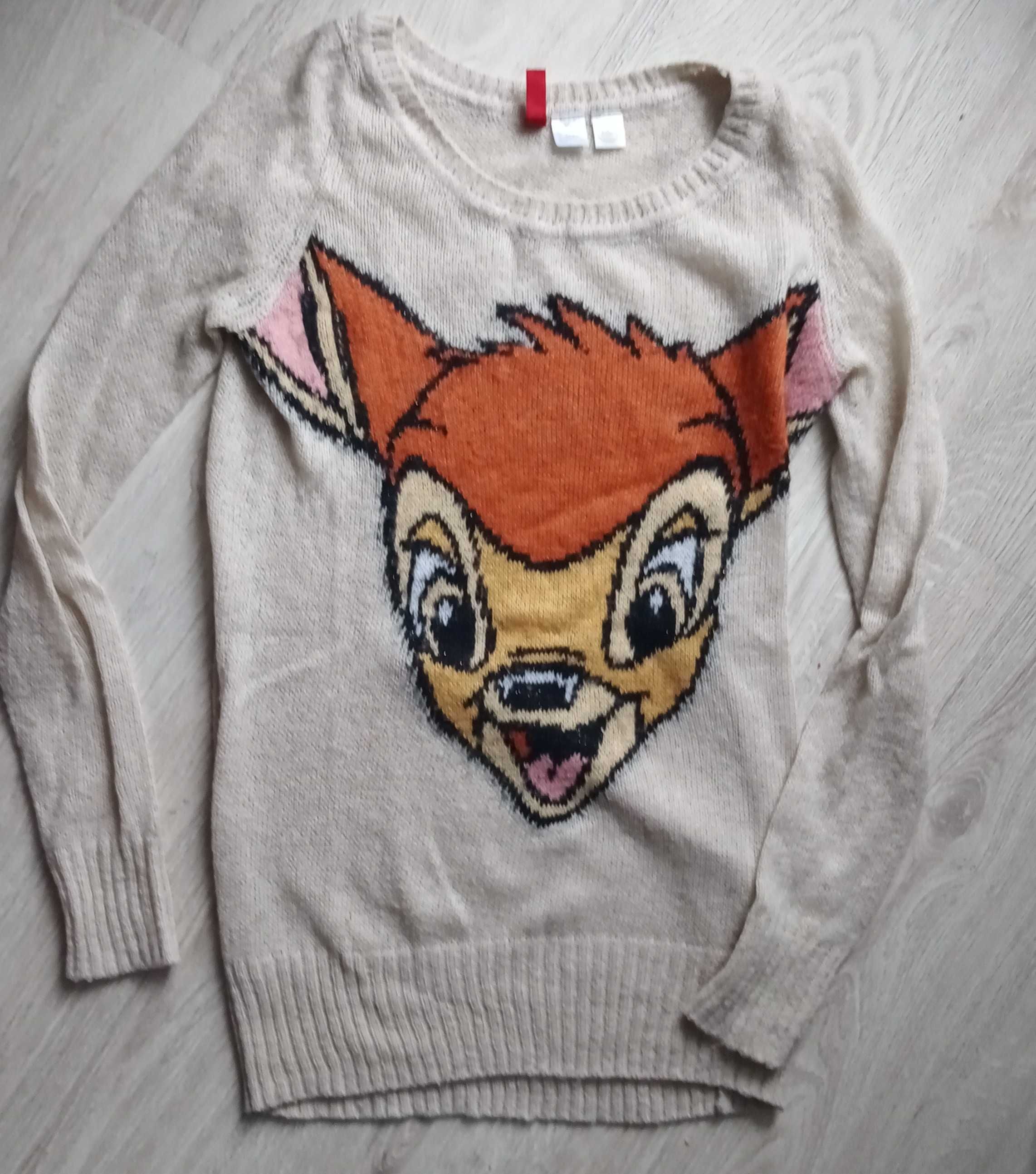 Sweter z motywem BAMBI rozm XS 34 H&M