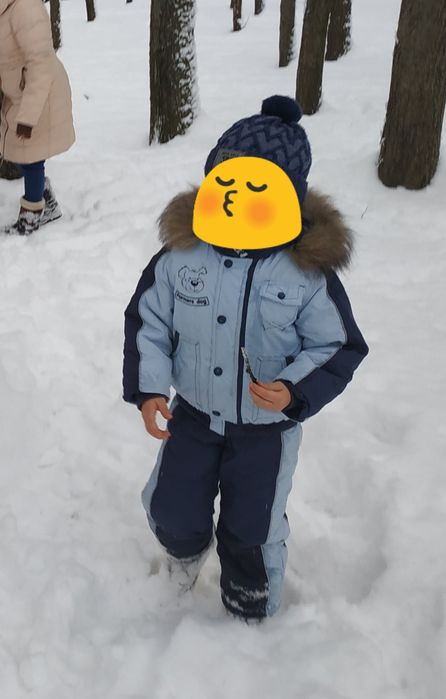 Зимний комбинезон со светоотражающими встравками на 4-5 лет (104-110р)