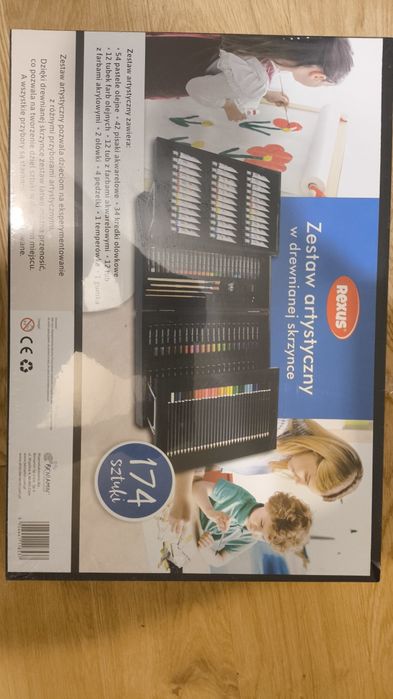 Duży 174-elementowy zestaw artystyczny w drewnianej walizce Rexus