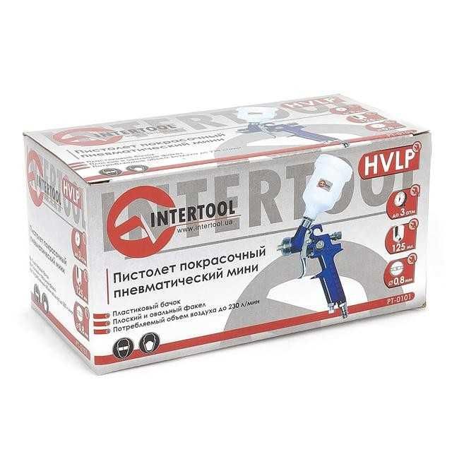 Краскопульт пневматический HVLP MINI,форсунка 0.8мм, INTERTOOL PT-0101