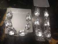 Браслет + серьги "Вивьен" комплект с крупными кристаллами