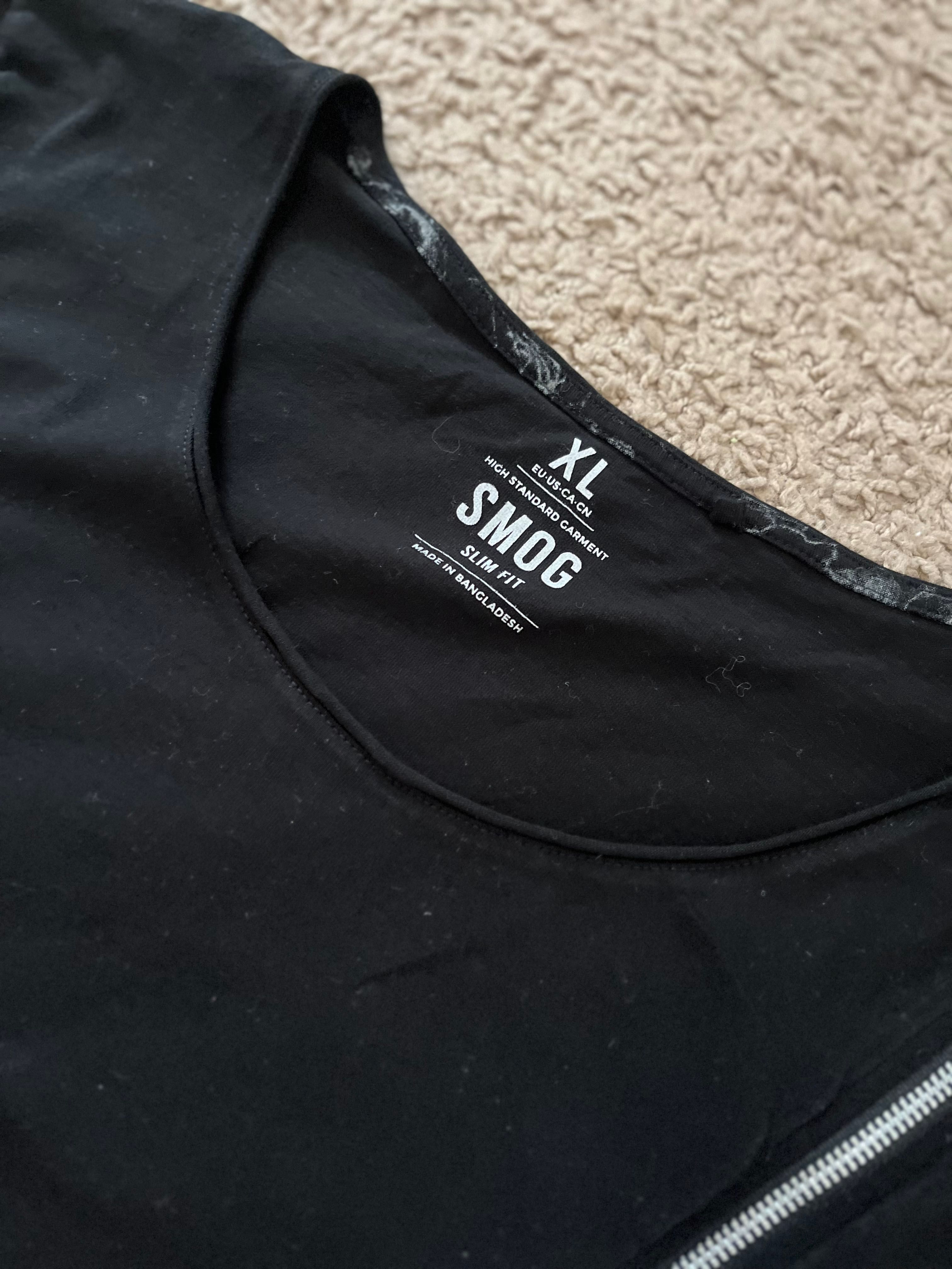 Smog xl koszulka t-shirt męski suwaki zipy czarna