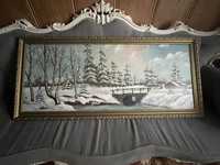 • Konkretny Zimowy Obraz  Malowany w Ramie •
