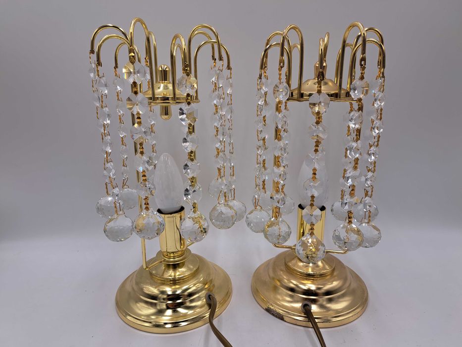 Lampa stołowa złota stalowa Orion kryształowe łańcuchy na końcu kule