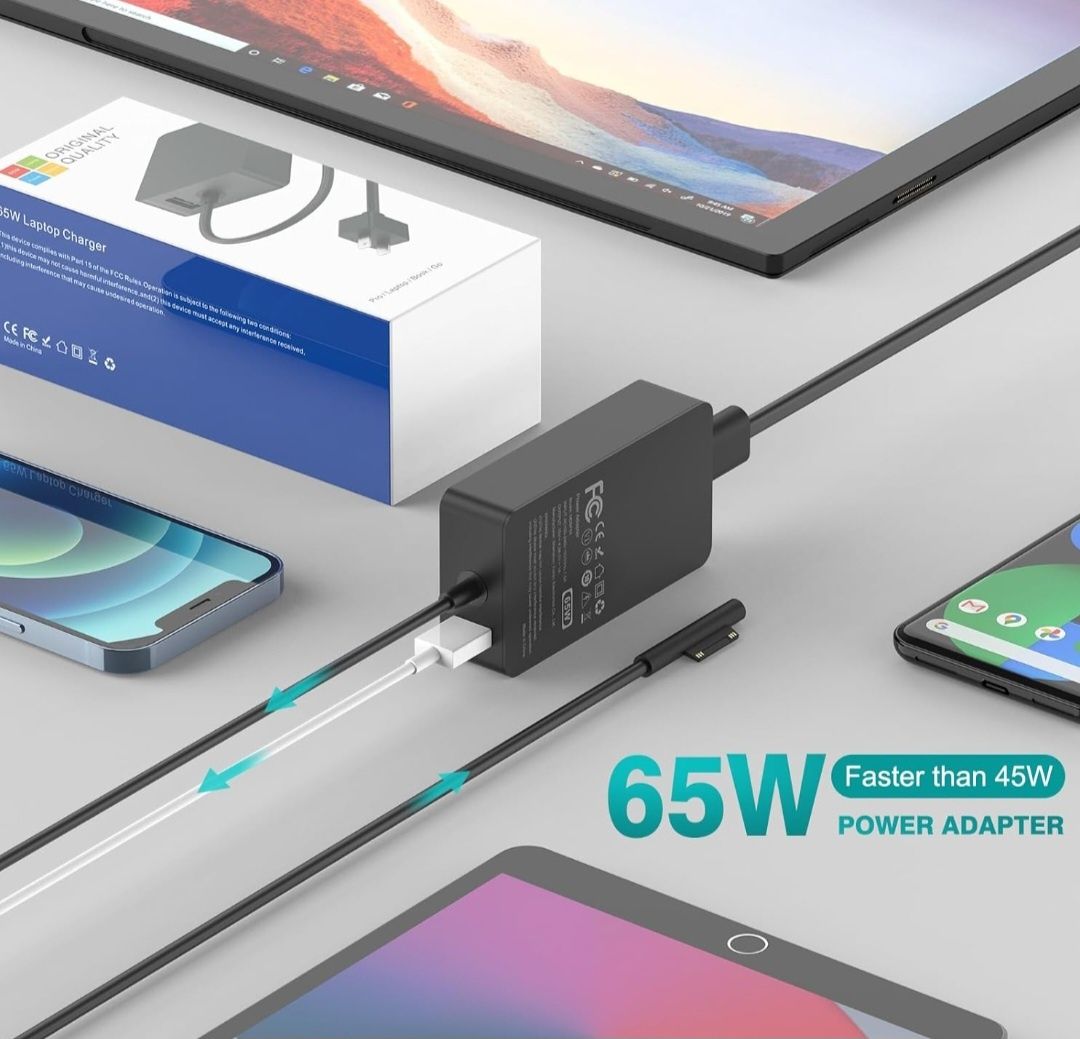 Wydajna ładowarka do laptopów Surface o mocy 65 W