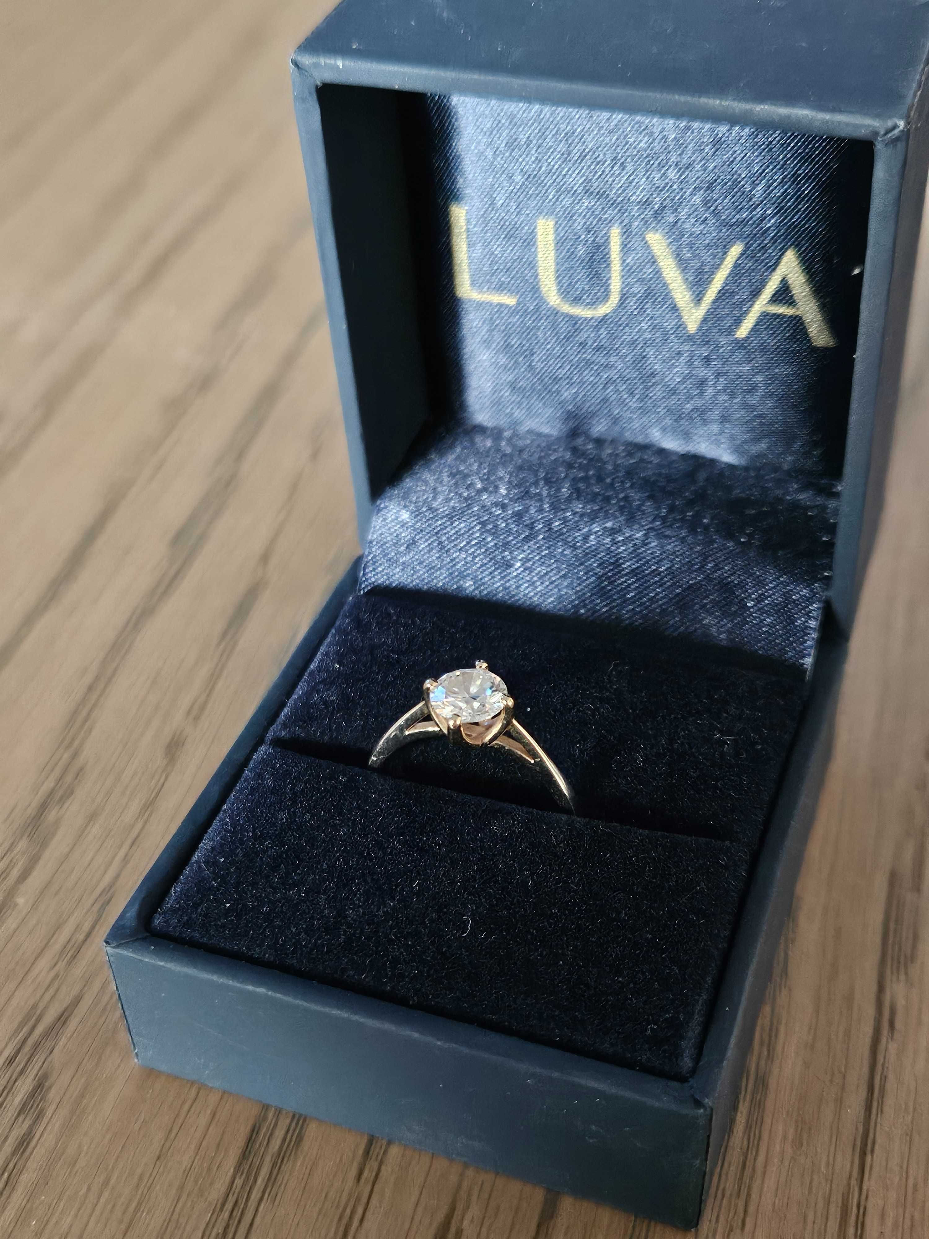 Pierścionek złoty próba 585 z diamentem 0,79 ct, certyfikat HRD