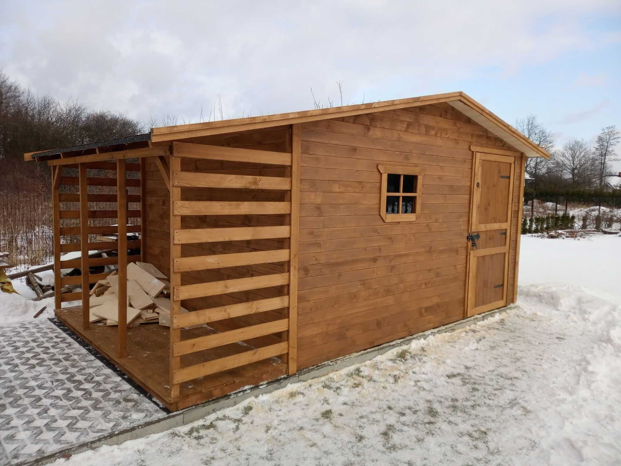 Domek ogrodowy 4x3, narzędziowy 4x3 z drewutnią 0,6m montaż w cenie