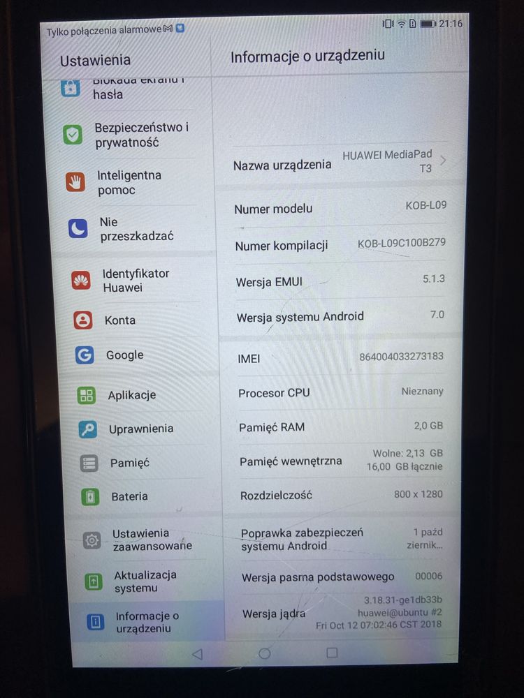 Tablet huawei mediapad t3 7