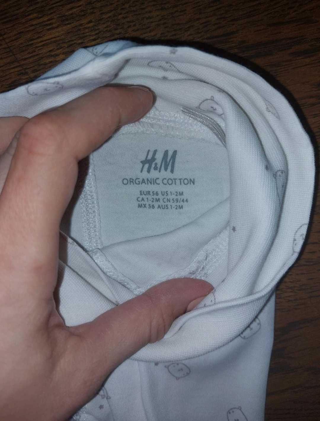 Bawełniane półśpiochy niemowlęce H&M oraz New Baby, rozmiar 56
